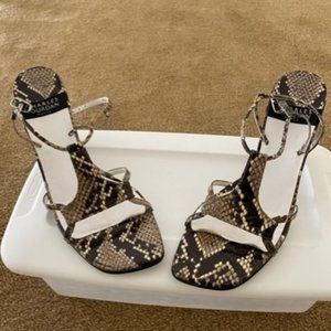 Vintage Charles Jourdan Strappy Open Snakeskin Heels Size 7M